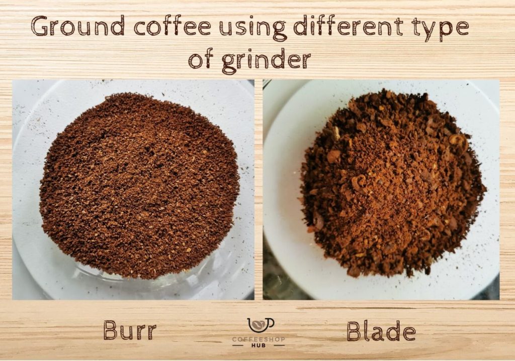 Difference in coffee milled with a burr grinder versus blade grinder